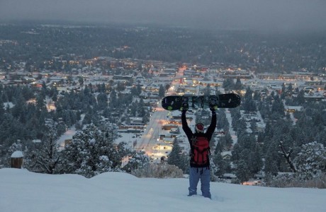 Shredding Pilot Butte at sunrise. Photo by Jon Tapper.