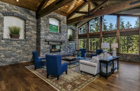 Soaring fireplace in Bend