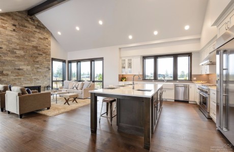 A sleek chef's kitchen in Tetherow